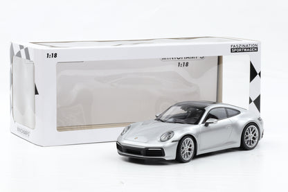 1:18 Minichamps Porsche 911 992 Carrera 4S silber metallic 2023 limited 300pcs