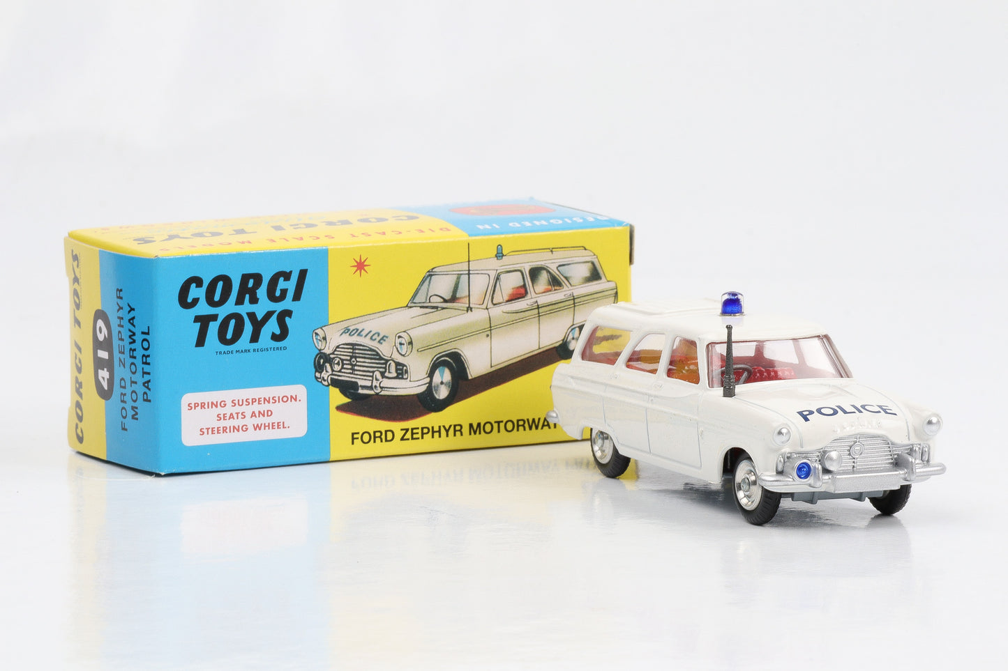 1:48 Corgi Toys Ford Zephir Autobahnpolizei weiß Nr. 419 Repro