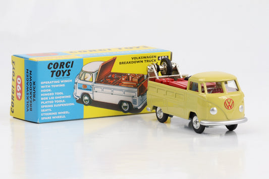 1:47 Corgi Toys Volkswagen Pannenhilfe Abschlepper beige Nr. 490 Repro