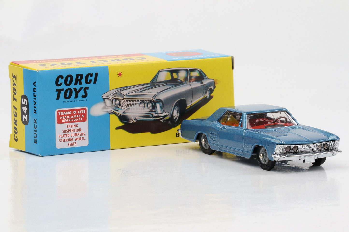 1:48 Corgi Toys Buick Riviera metallic-blau Nr. 245 Repro