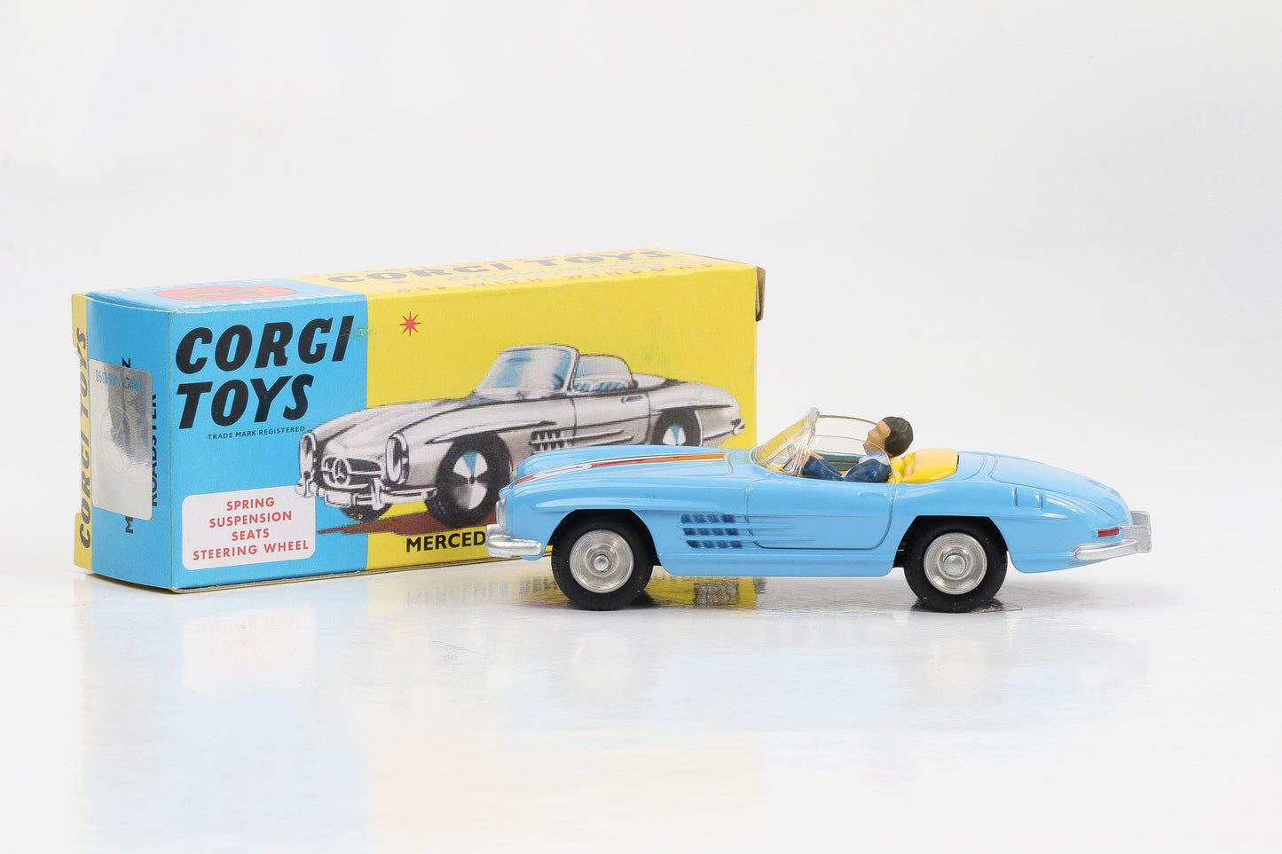 1:46 Corgi Toys Mercedes-Benz 300 SL Roadster Cabrio blau Nr. 303S Repro