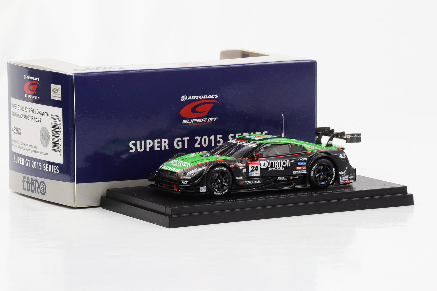 1:43 Ebbro Advan Nissan GT-R Super GT500 2015 Rd. 1 Okayama D. Sasaki L. Ordonez diecast