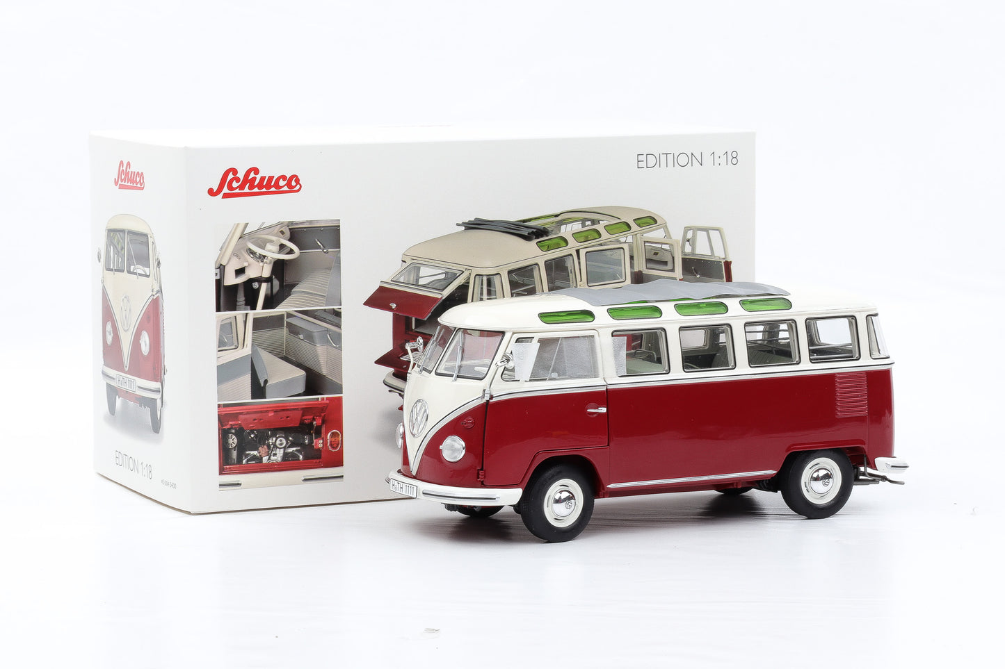 1:18 Schuco VW Volkswagen T1b Samba Bus rot weiss 1962