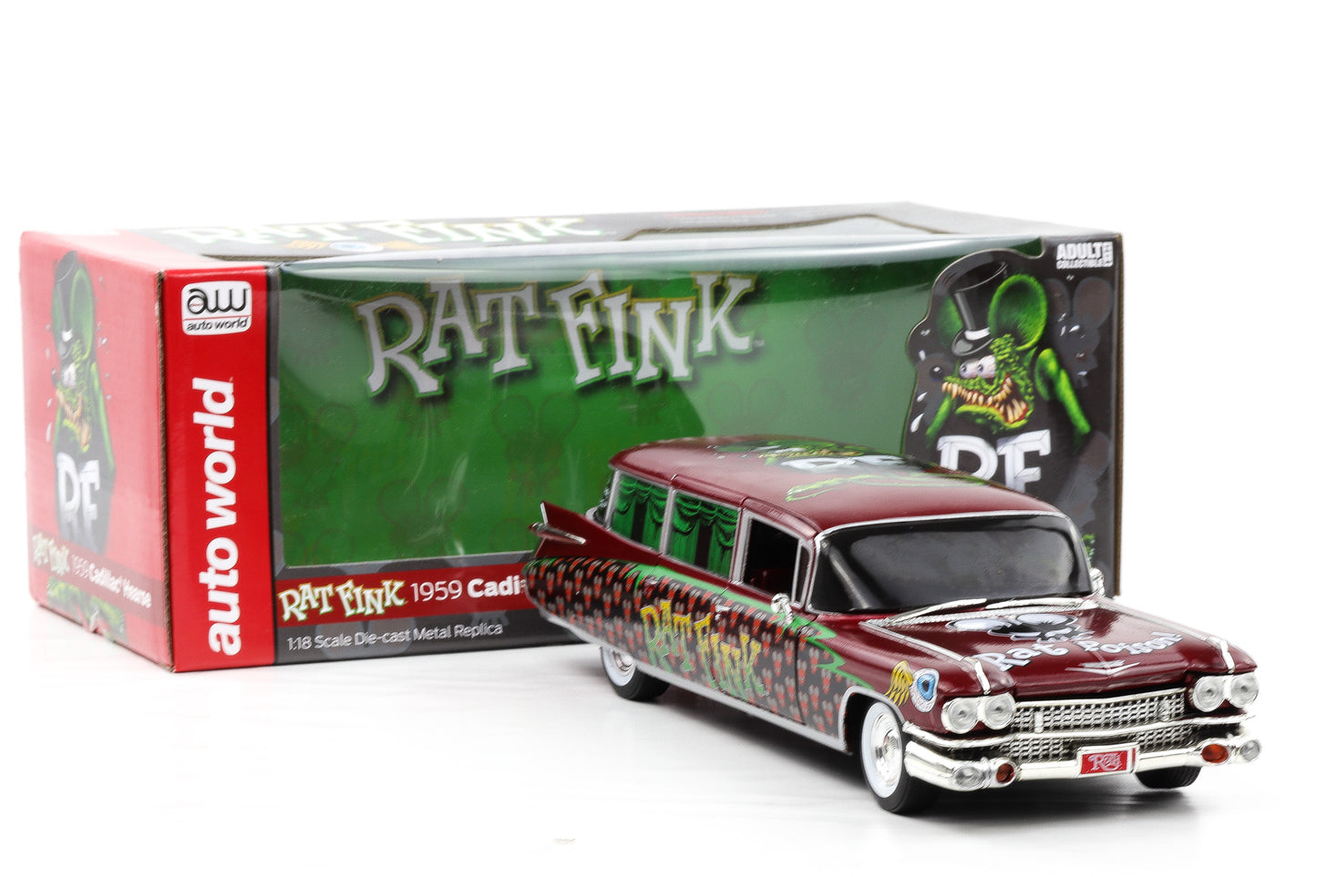 1:18 Greenlight Rat Fink 1959 Cadillac Eldorado Hearse AW303/06