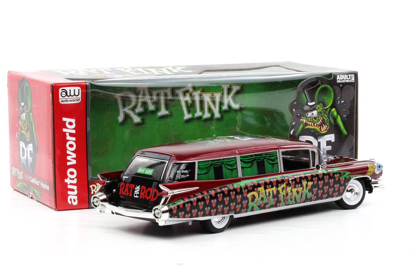 1:18 Greenlight Rat Fink 1959 Cadillac Eldorado Hearse AW303/06