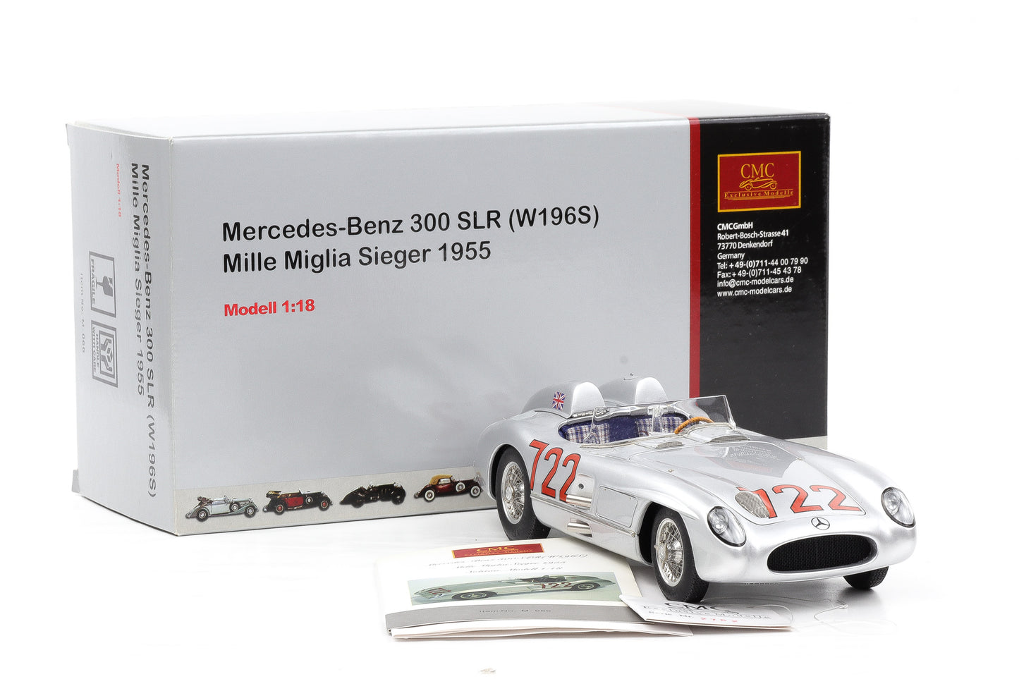 1:18 CMC Mercedes-Benz 300 SLR W19S Mille Miglia Sieger 1955 M066