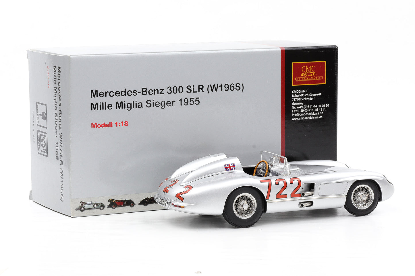 1:18 CMC Mercedes-Benz 300 SLR W19S Mille Miglia Sieger 1955 M066