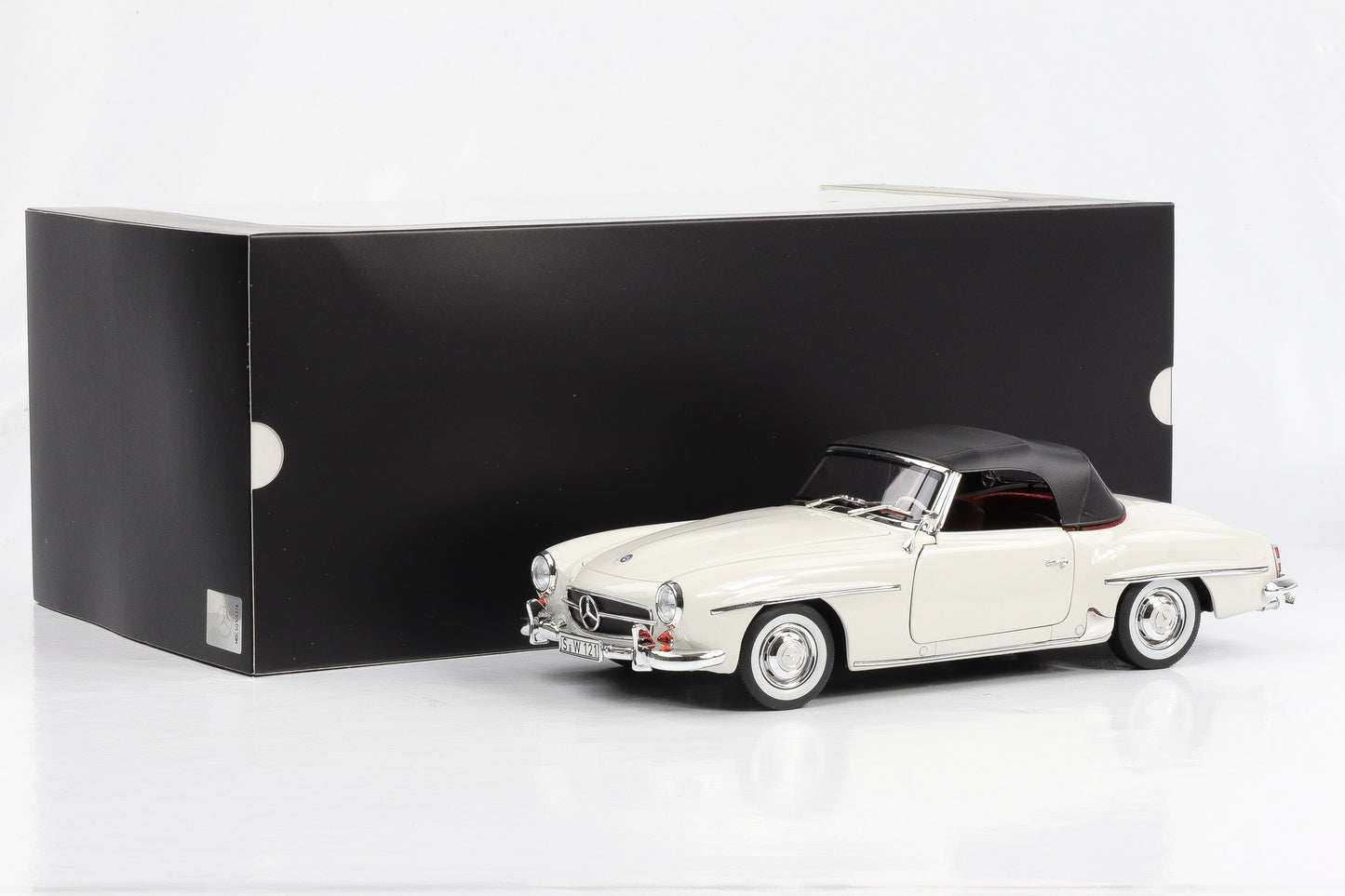 1:18 Norev Mercedes-Benz 190 SL Roadster W121 mit Softtop weißgrau mit Softtop Dealer