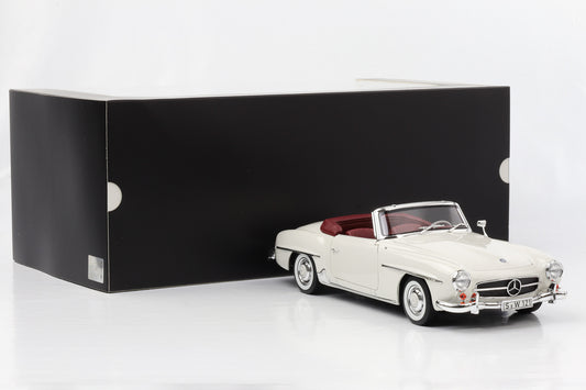 1:18 Norev Mercedes-Benz 190 SL Roadster W121 mit Softtop weißgrau mit Softtop Dealer