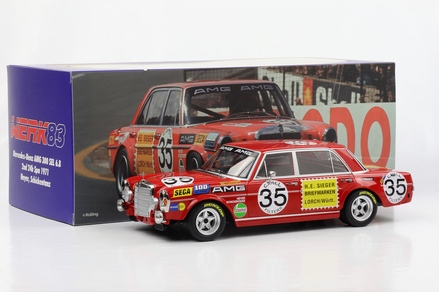 1:18 Werk83 Mercedes-Benz AMG 300 SEL 6.3 24h Spa 1971 #35 2nd Heyer Schickentanz