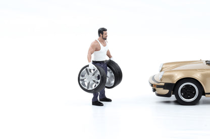 1:24 Figur Muscle Mechanics Mann mit Reifen American Diorama 25201#1