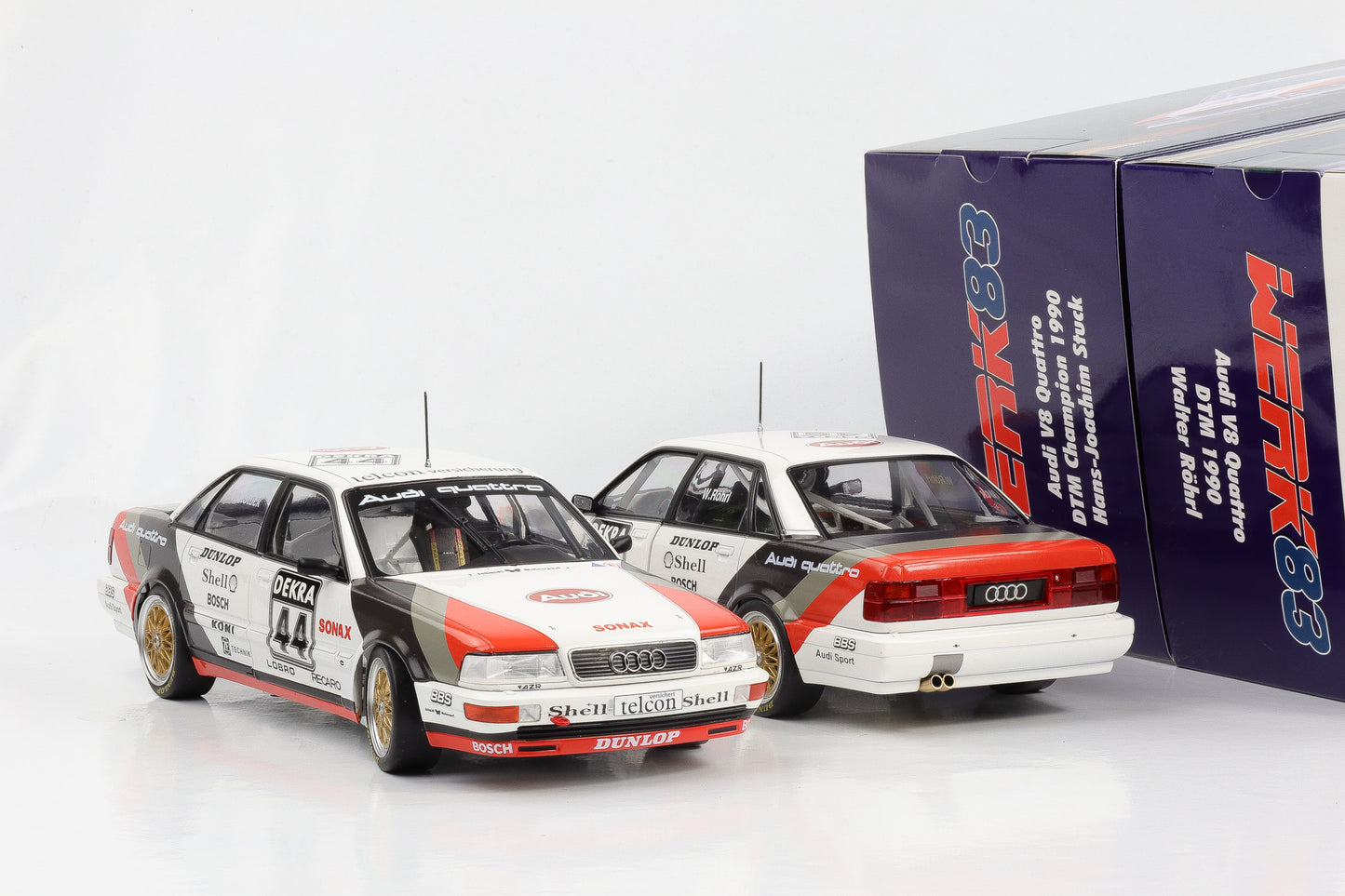 1:18 Werk83 Audi V8 Quattro DTM 1990 #45 #46 Röhrl Stuck Set 2 cars