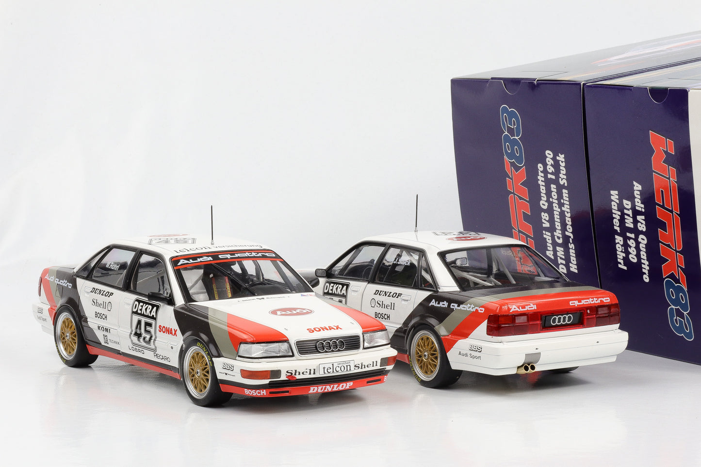 1:18 Werk83 Audi V8 Quattro DTM 1990 #45 #46 Röhrl Stuck Set 2 cars