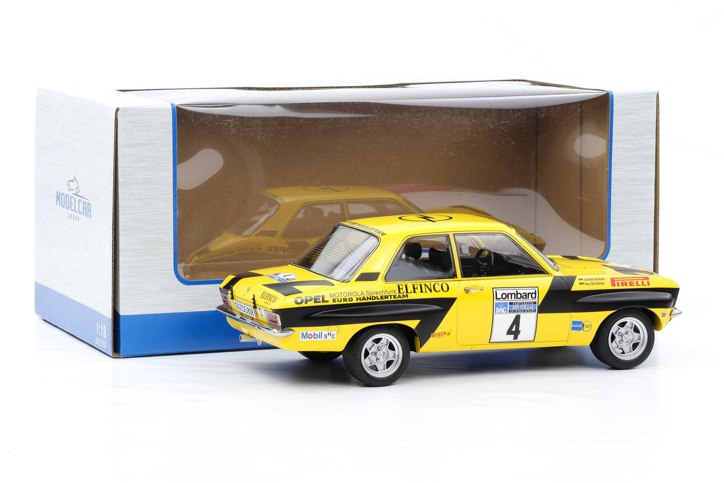 1:18 Opel Ascona 1.9 SR #4 5th Lombard RAC Rallye 1974 Röhrl Berger MCG