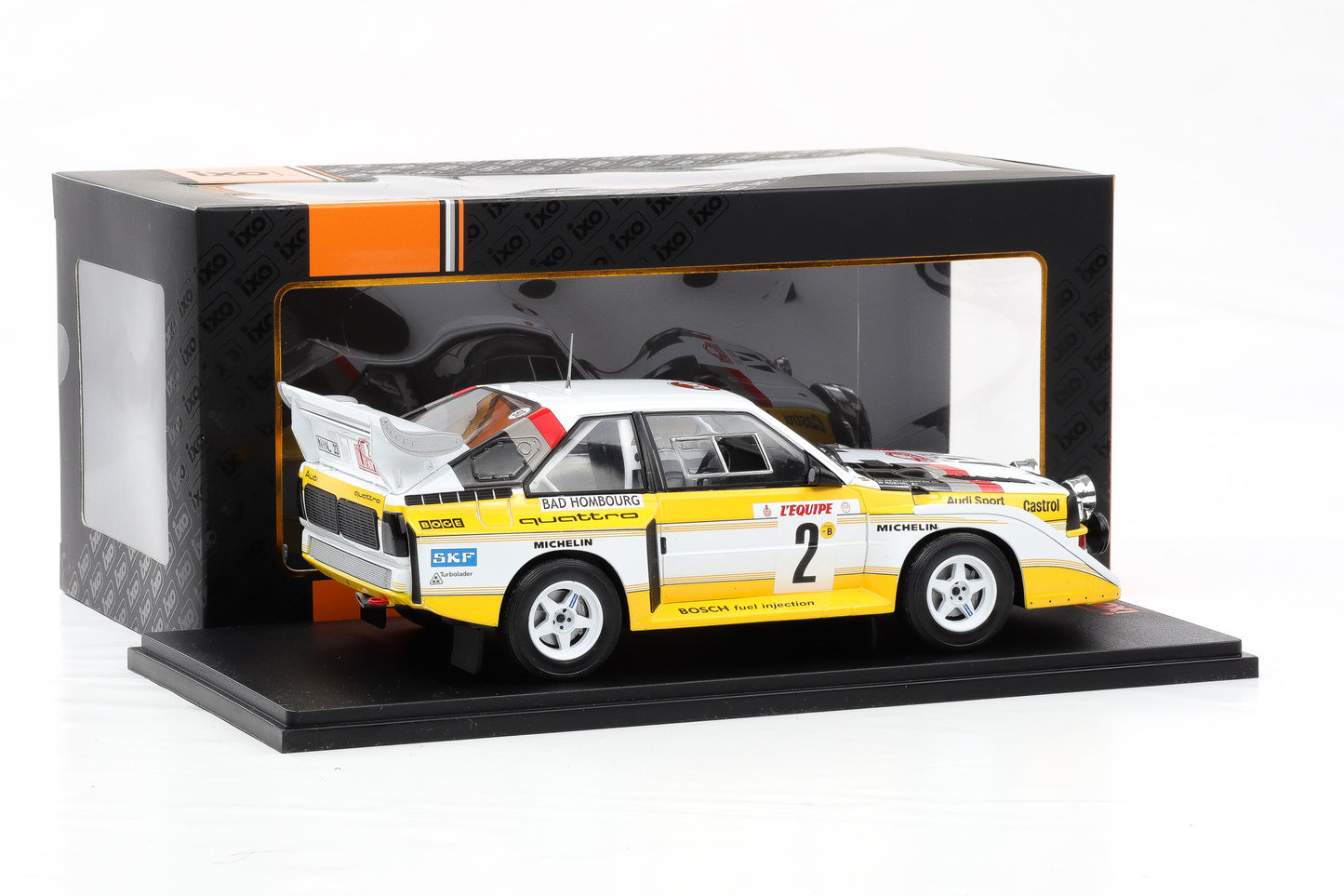 1:18 IXO Audi Sport Quattro S1 E2 #2 4th Rallye Monte Carlo 1986 Röhrl Geistdörfer