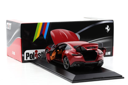 1:18 Polistil Ferrari Roma Coupe 2019 Rosso Magma red metallic full opening
