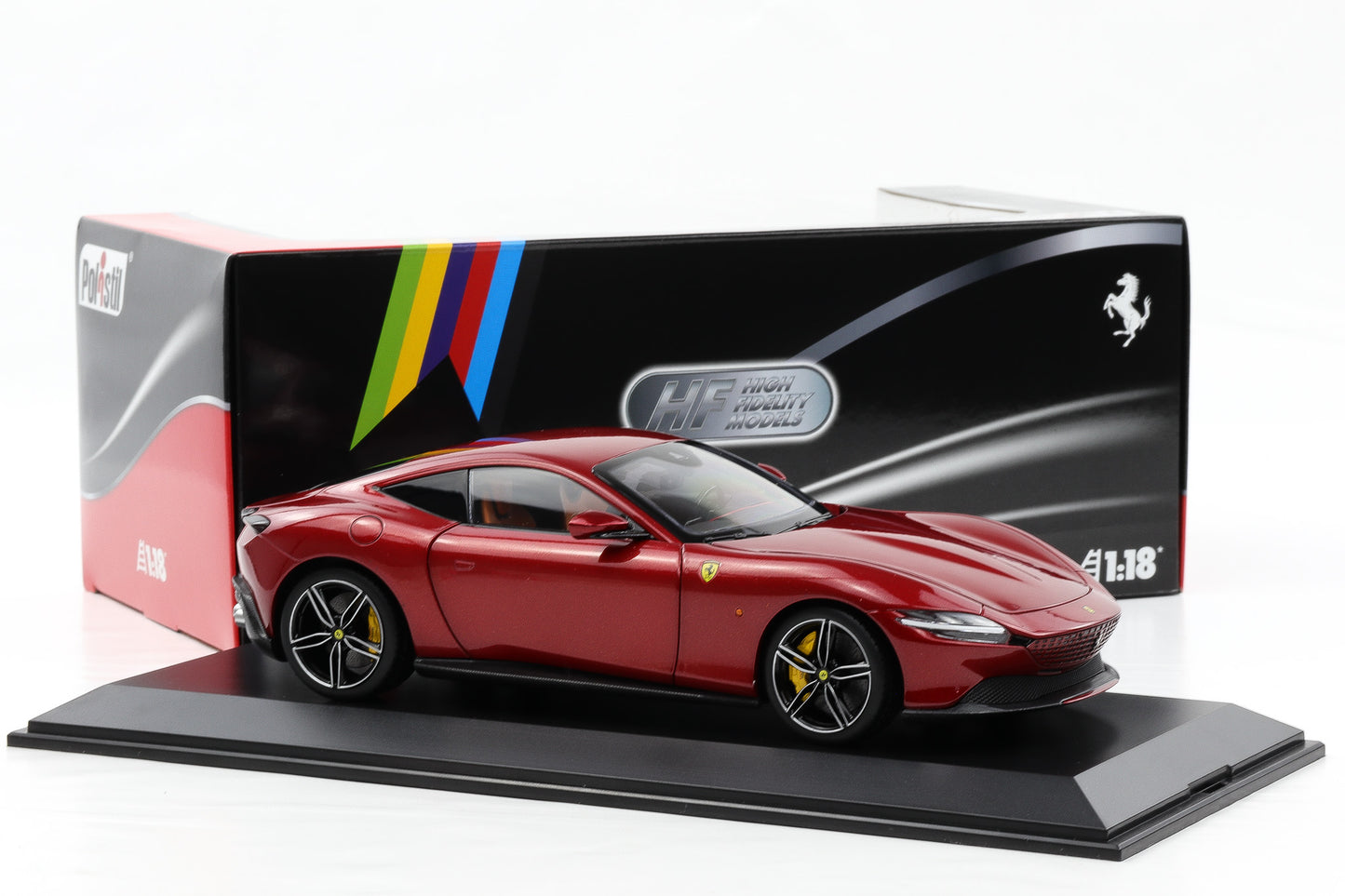 1:18 Polistil Ferrari Roma Coupe 2019 Rosso Magma red metallic full opening
