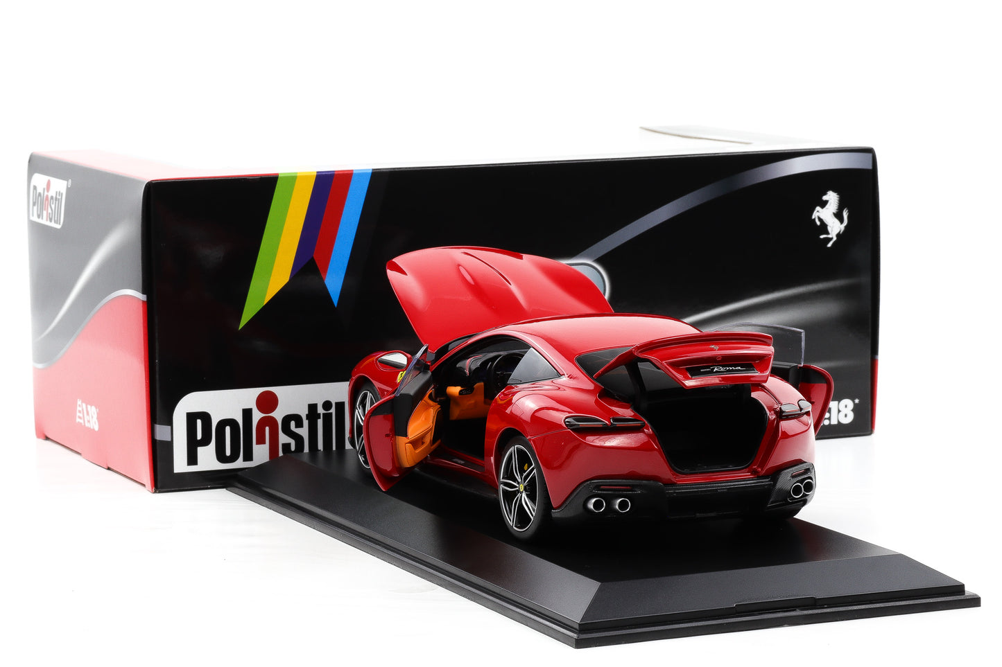 1:18 Polistil Ferrari Roma Coupe 2019 Rosso Corsa red full opening