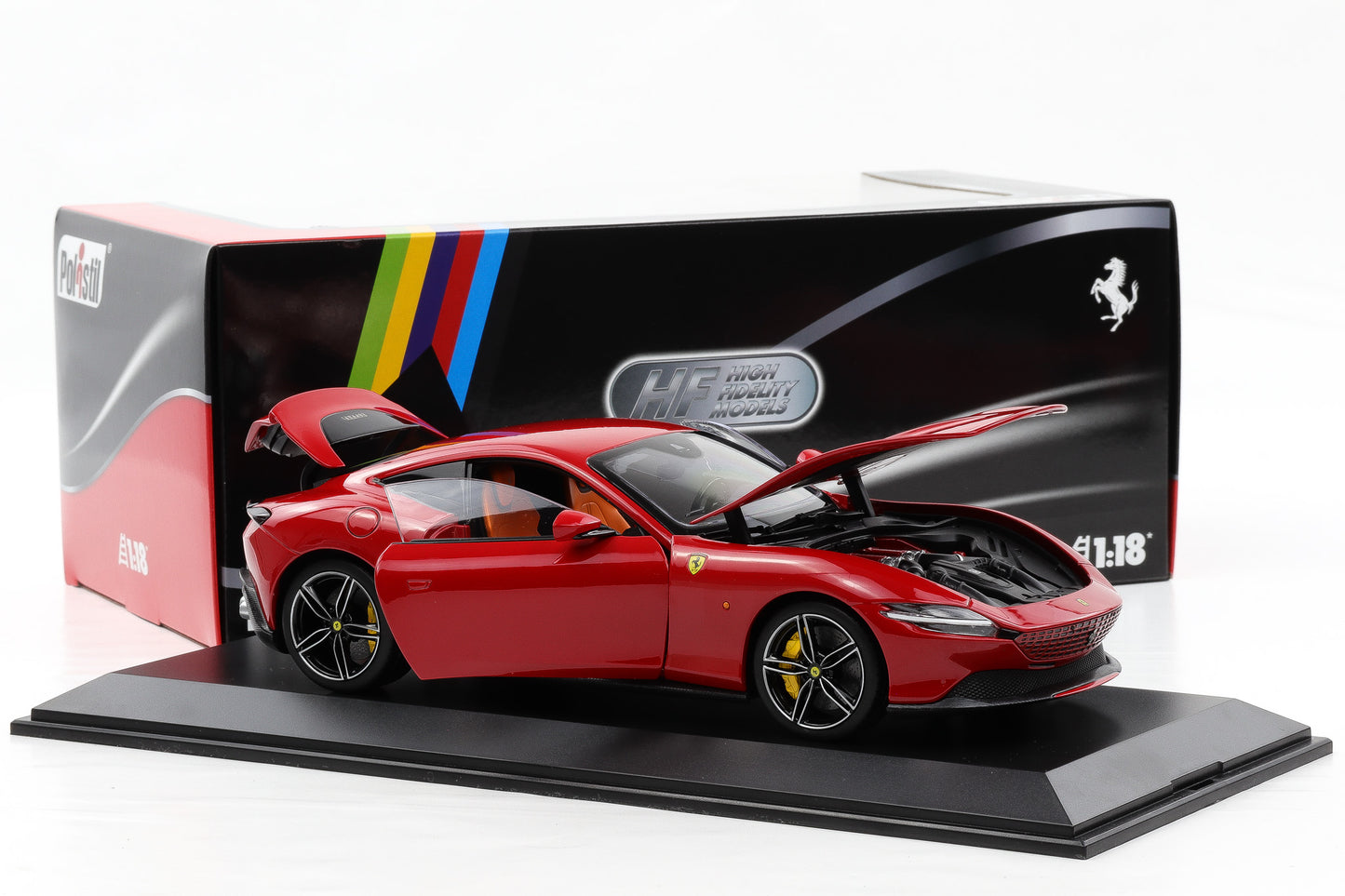 1:18 Polistil Ferrari Roma Coupe 2019 Rosso Corsa red full opening
