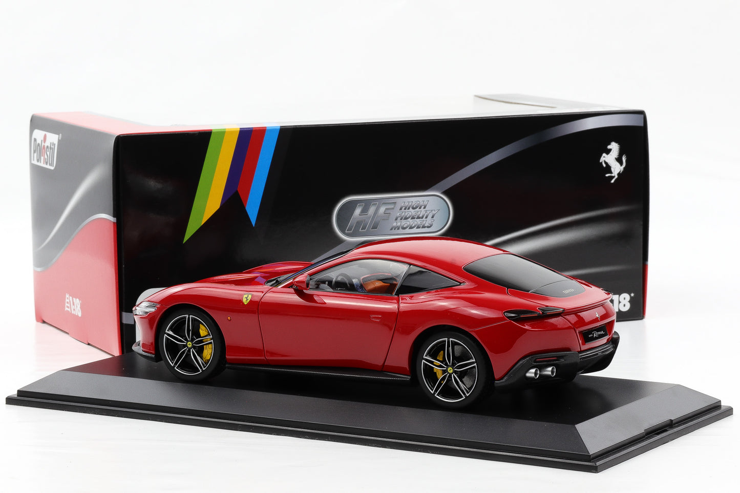 1:18 Polistil Ferrari Roma Coupe 2019 Rosso Corsa red full opening