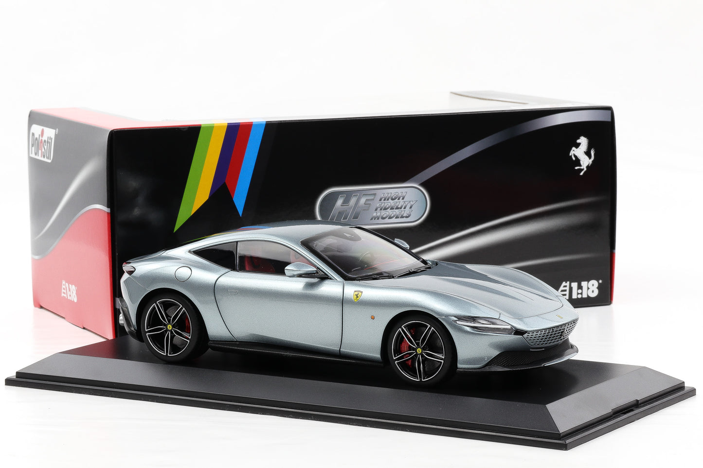 1:18 Polistil Ferrari Roma Coupe 2019 Grigio Titan grey metallic full opening