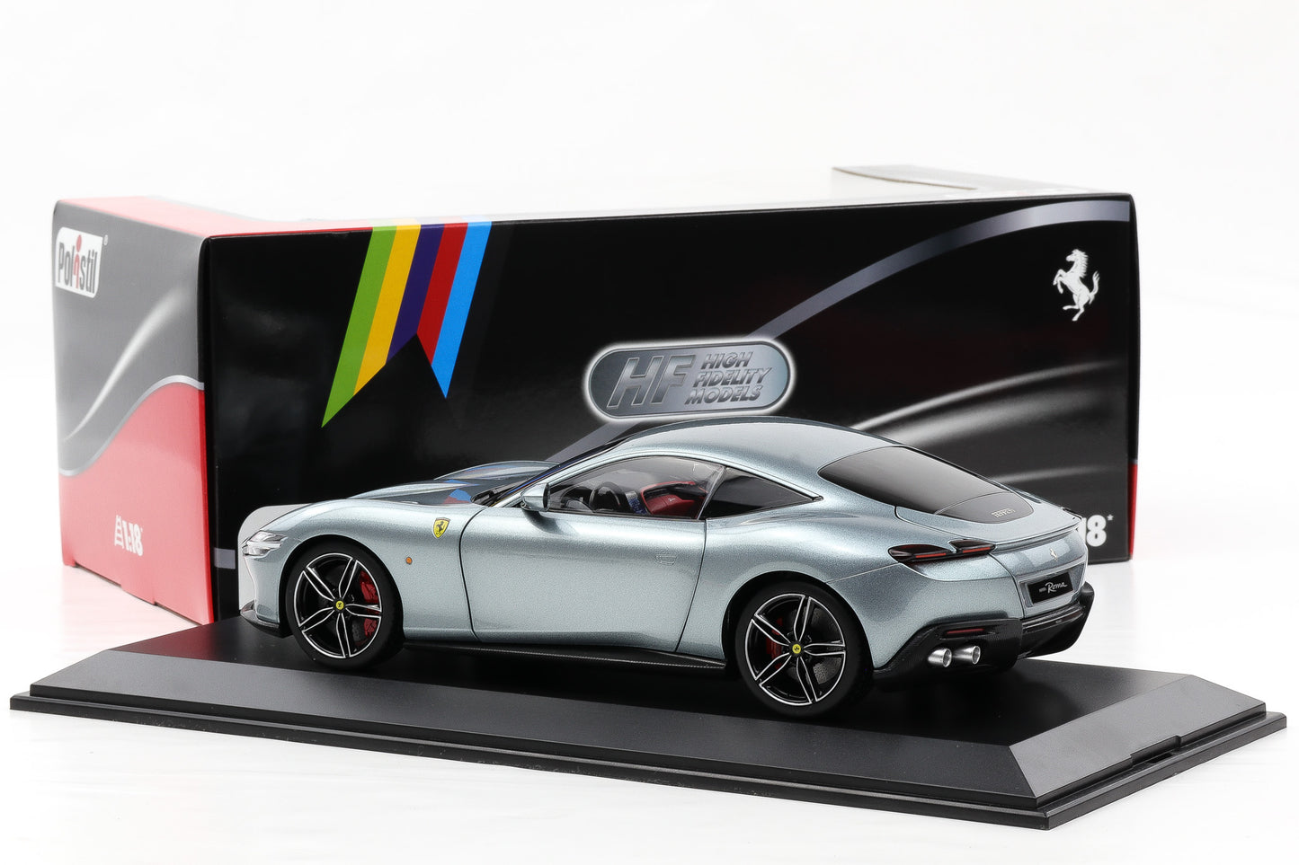 1:18 Polistil Ferrari Roma Coupe 2019 Grigio Titan grey metallic full opening