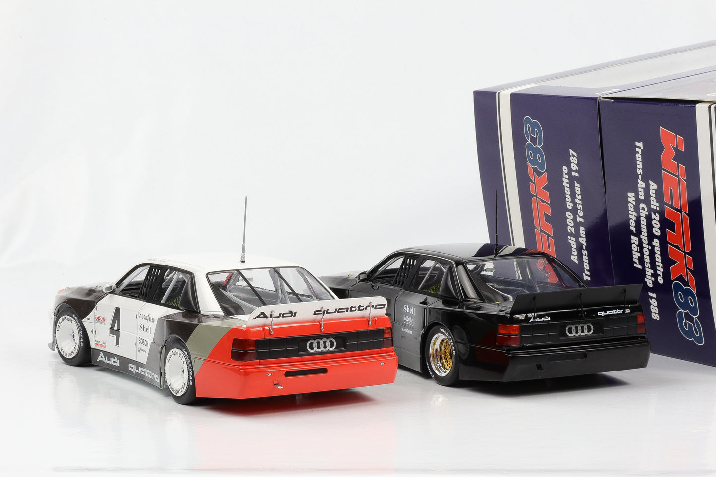 1:18 Werk83 Audi 200 Quattro Trans-Am Set 2 cars Testcar 1987 #4 Röhrl 1988