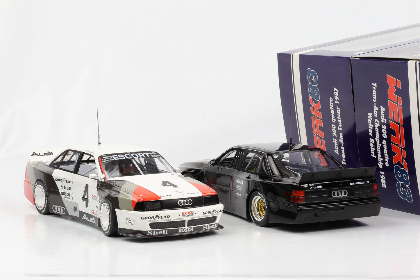 1:18 Werk83 Audi 200 Quattro Trans-Am Set 2 cars Testcar 1987 #4 Röhrl 1988