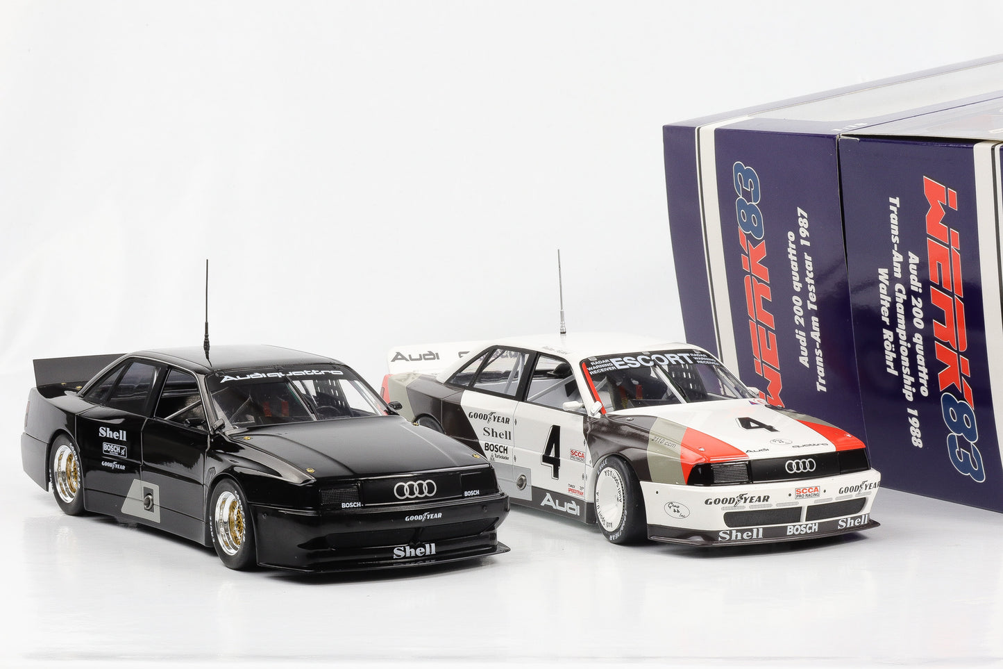 1:18 Werk83 Audi 200 Quattro Trans-Am Set 2 cars Testcar 1987 #4 Röhrl 1988