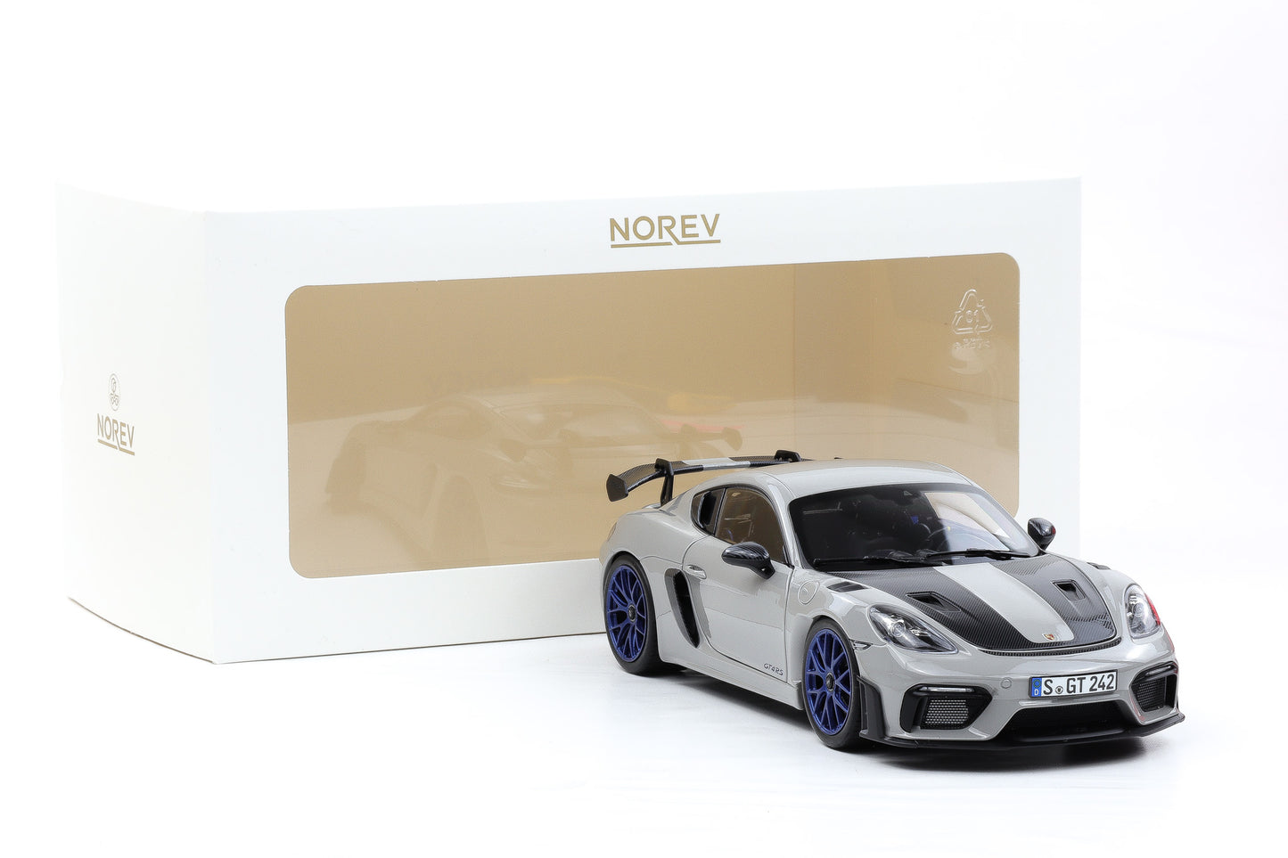 1:18 Norev Porsche 718 Cayman GT4 RS Weissach Paket Chalk full opening 187253
