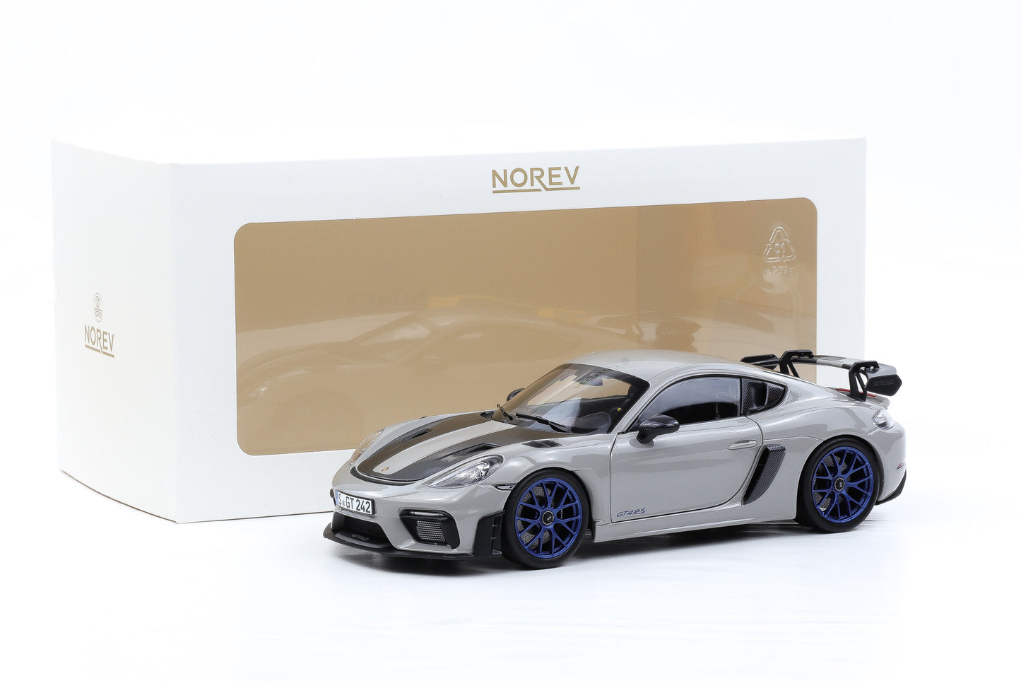 1:18 Norev Porsche 718 Cayman GT4 RS Weissach Paket Chalk full opening 187253