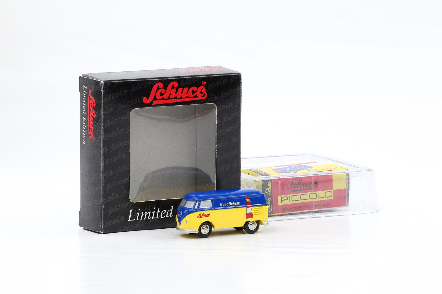 1:90 Schuco Piccolo VW T1 Bus Bulli Nordlichter blau-gelb Limitiert Art.Nr. 77426