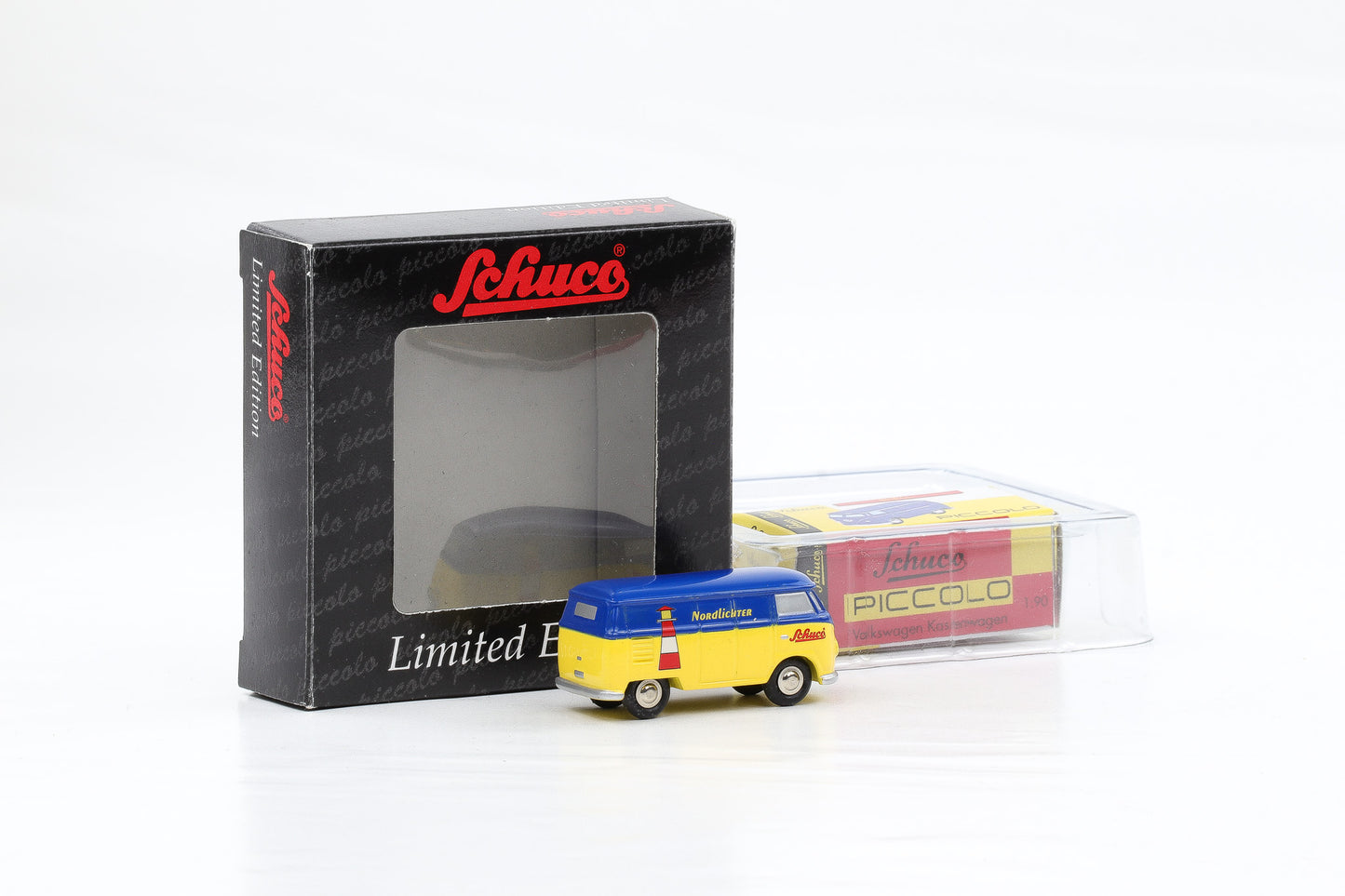 1:90 Schuco Piccolo VW T1 Bus Bulli Nordlichter blau-gelb Limitiert Art.Nr. 77426