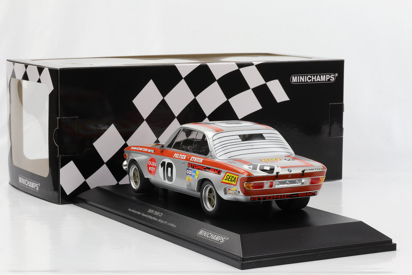 1:18 Minichamps BMW 2800 CS Team Schnitzer Motul 24h SPA 1972 Fitzpatrick Pelti