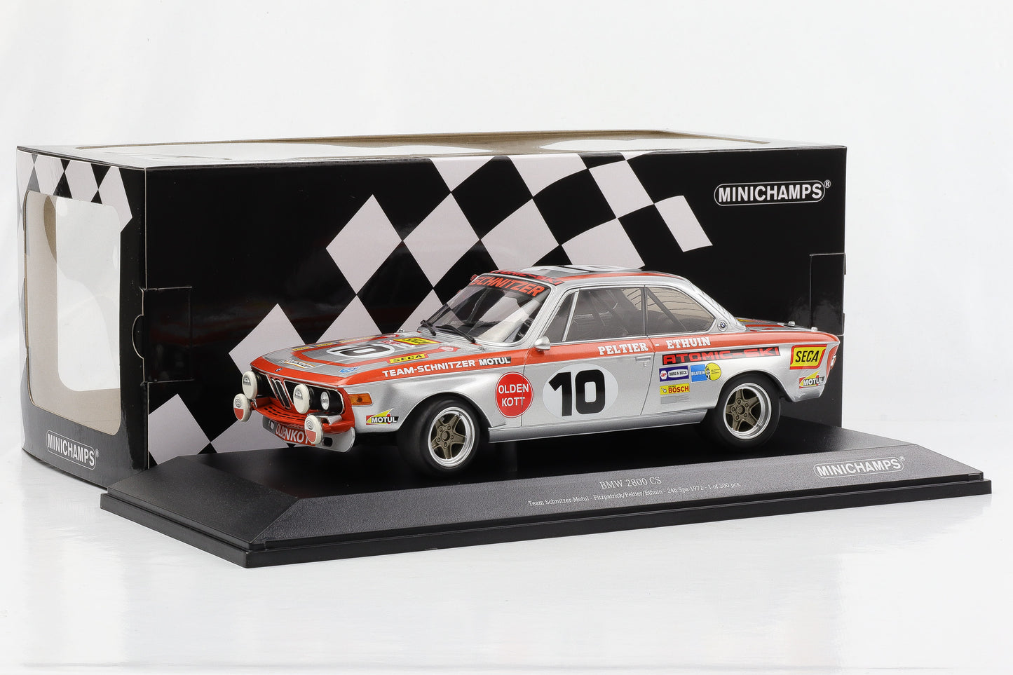 1:18 Minichamps BMW 2800 CS Team Schnitzer Motul 24h SPA 1972 Fitzpatrick Pelti