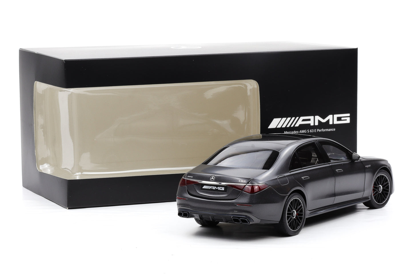 1:18 Mercedes-Benz AMG S63 E V223 Graphitgrau Magno NZG Dealer full opening