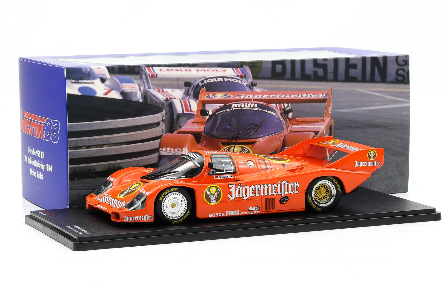 1:18 Werk83 Porsche 956K Brun #1 3rd Norisring DRM 1984 Bellof + Vitrine