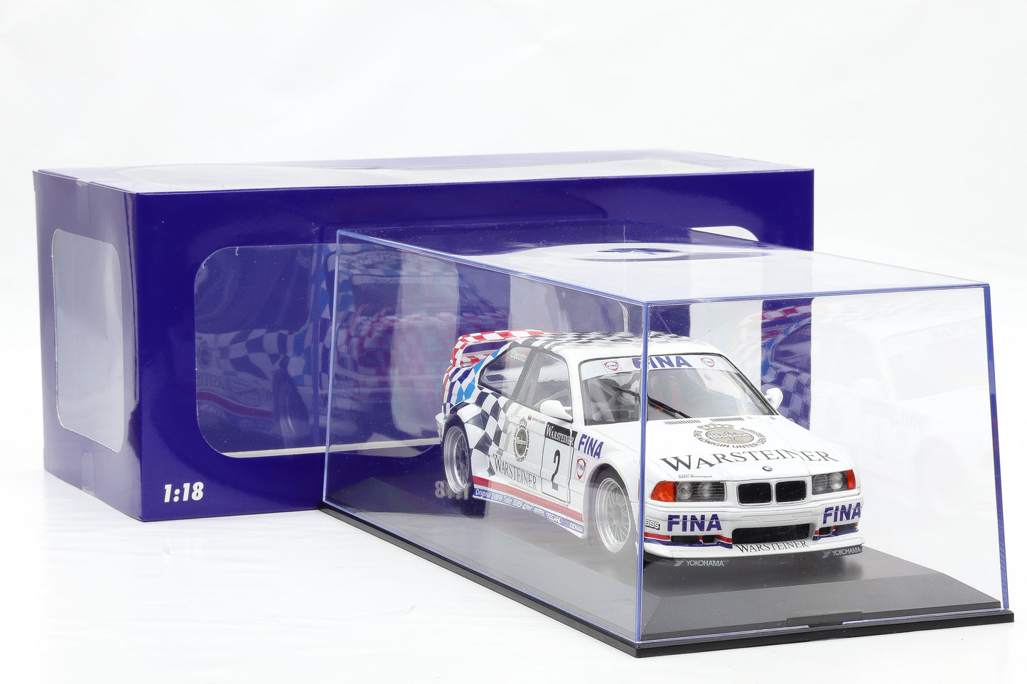 1:18 Werk83 BMW M3 E36 GTR #2 ADAC GT-Cup Champion 1993 Cecotto + Vitrine