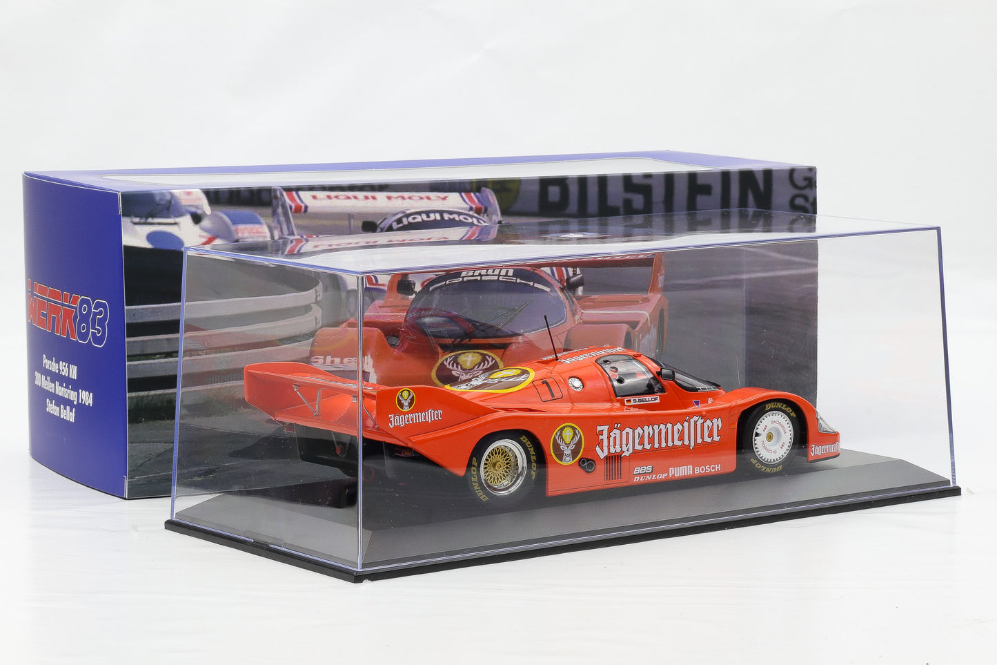 1:18 Werk83 Porsche 956K Brun #1 3rd Norisring DRM 1984 Bellof + Vitrine