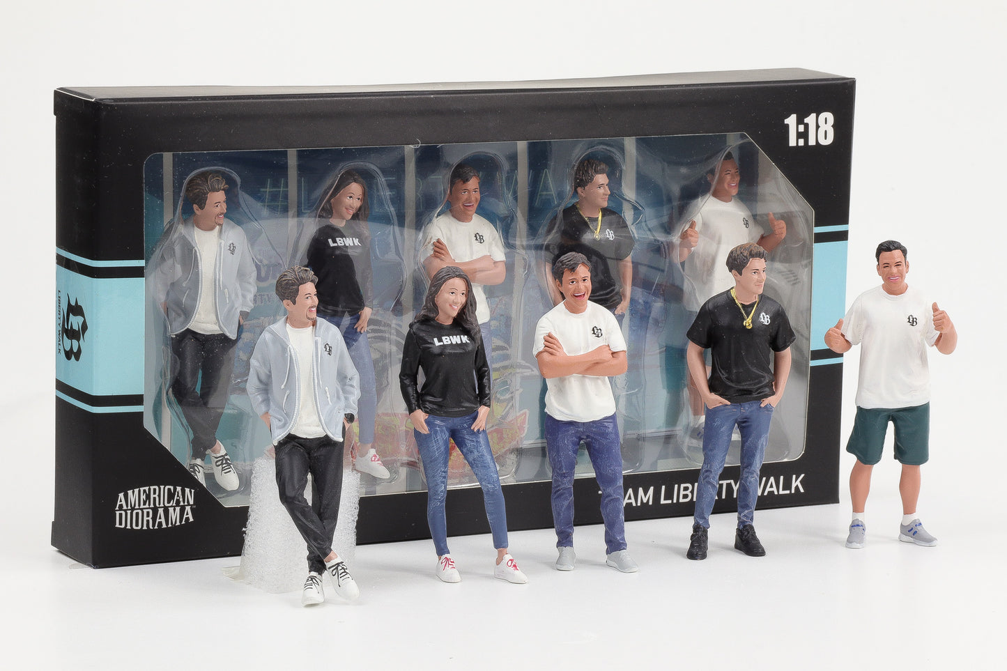 1:18 American Diorama Figur LBWK Liberty Walk Set 5 Figuren ohne Fahrzeug