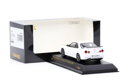1:43 Kyosho Nissan Skyline Nür GT-R Mspec BNR34 2002 white / by Carnel