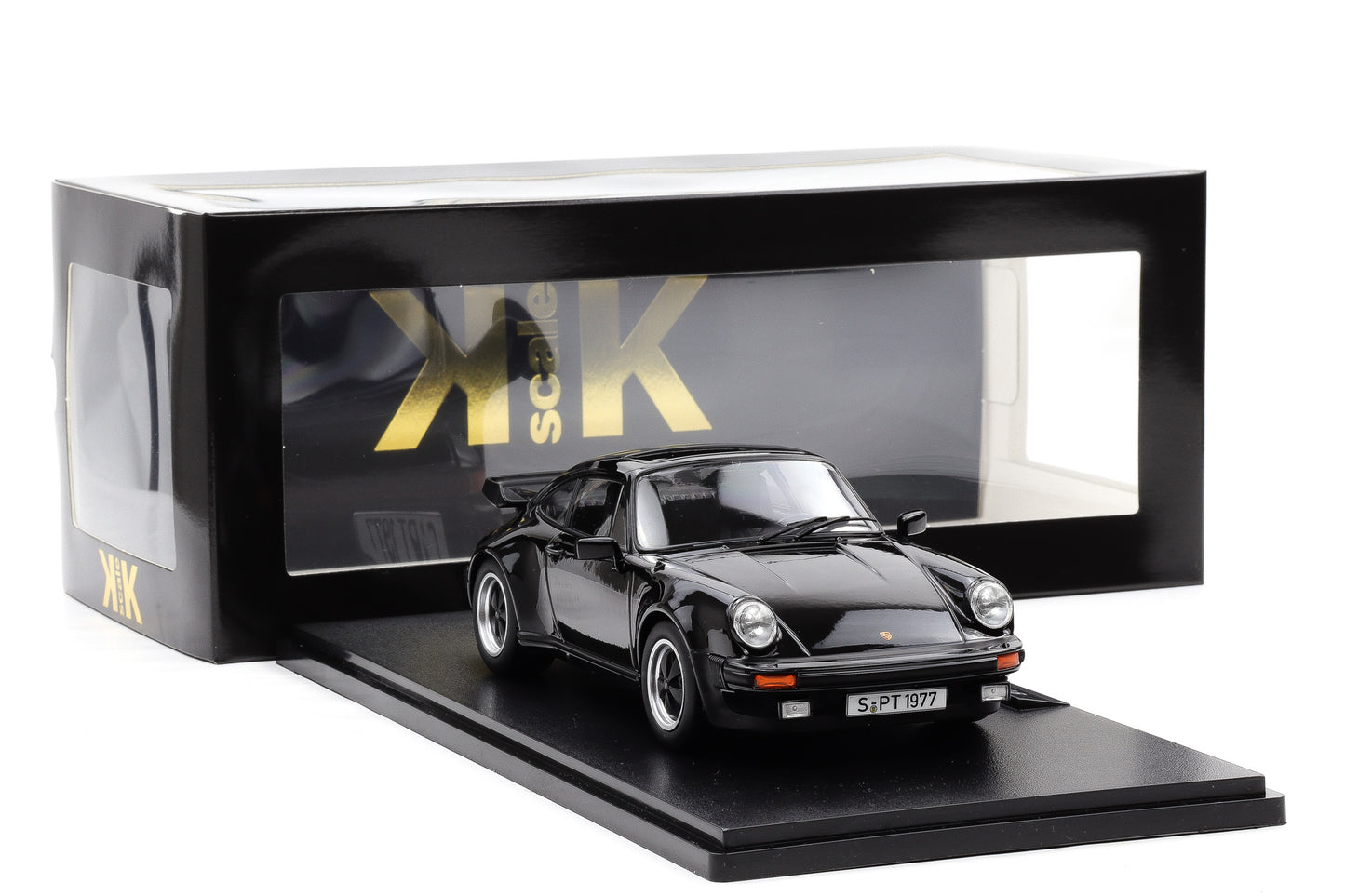 1:18 Porsche 911 930 Turbo 3.3 Coupe 1977 schwarz KK Scale + Vitrine