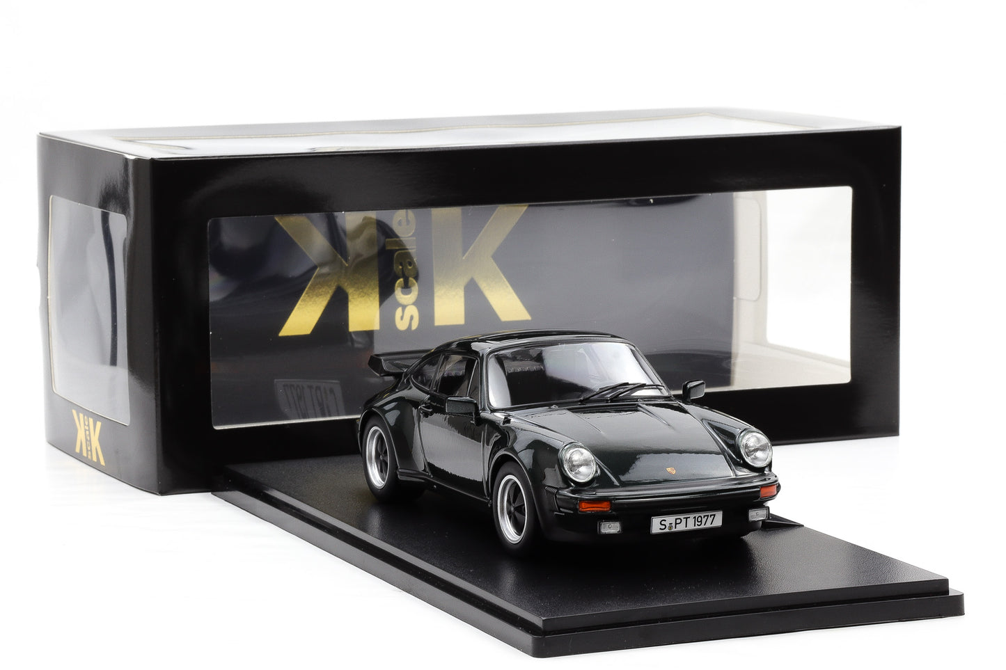 1:18 Porsche 911 930 Turbo 3.3 Coupe 1977 oakgrün KK Scale + Vitrine