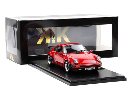 1:18 Porsche 911 930 Turbo 3.3 Coupe 1977 rot KK Scale + Vitrine