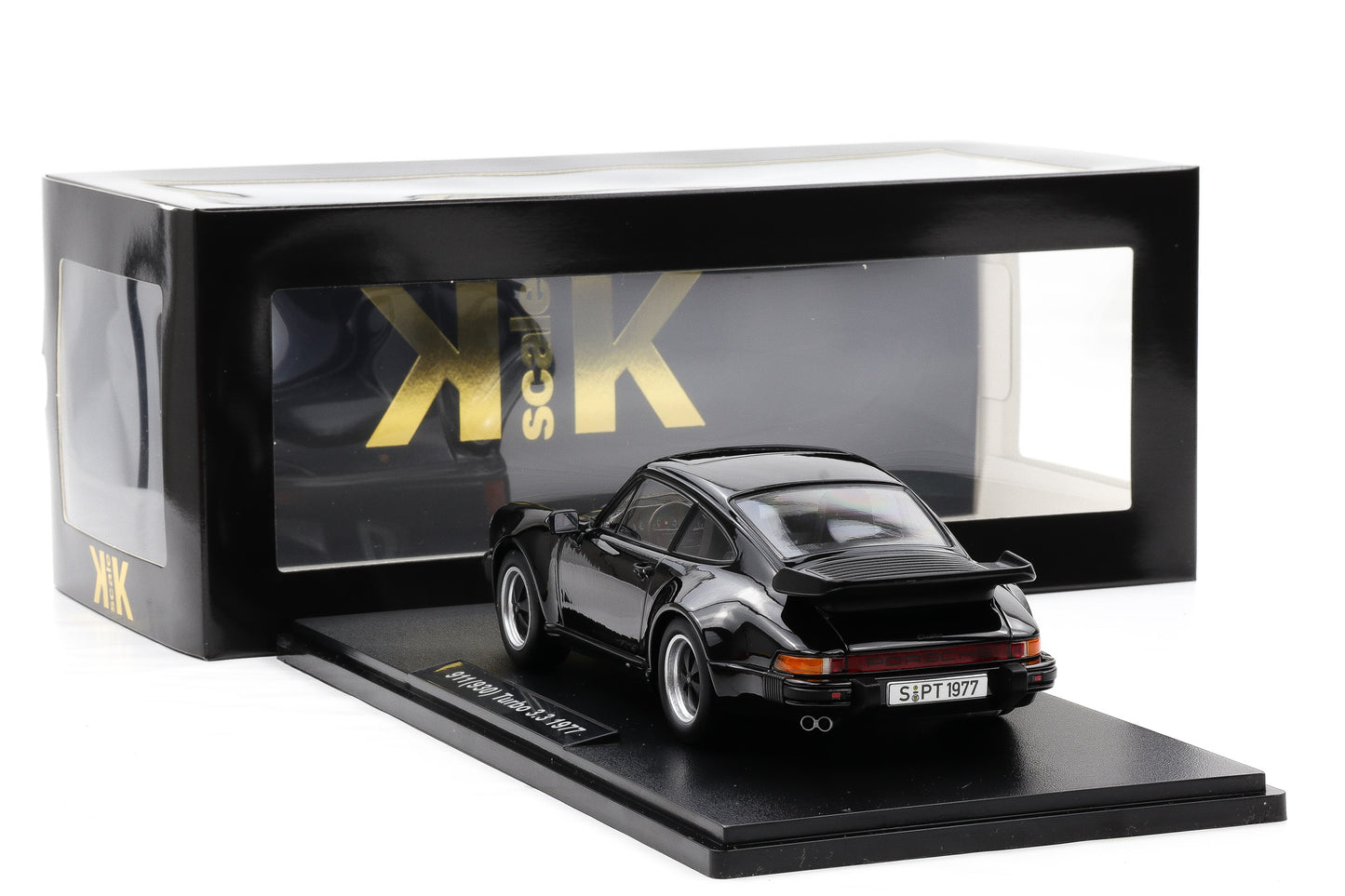 1:18 Porsche 911 930 Turbo 3.3 Coupe 1977 schwarz KK Scale + Vitrine