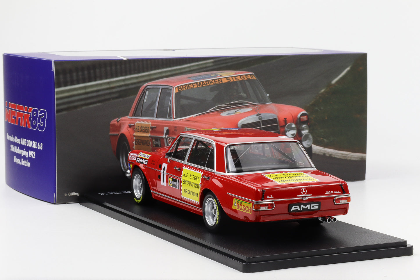 1:18 Werk83 Mercedes-Benz AMG 300 SEL 6.8 #1 24h Nürburgring 1972 Heyer Betzler
