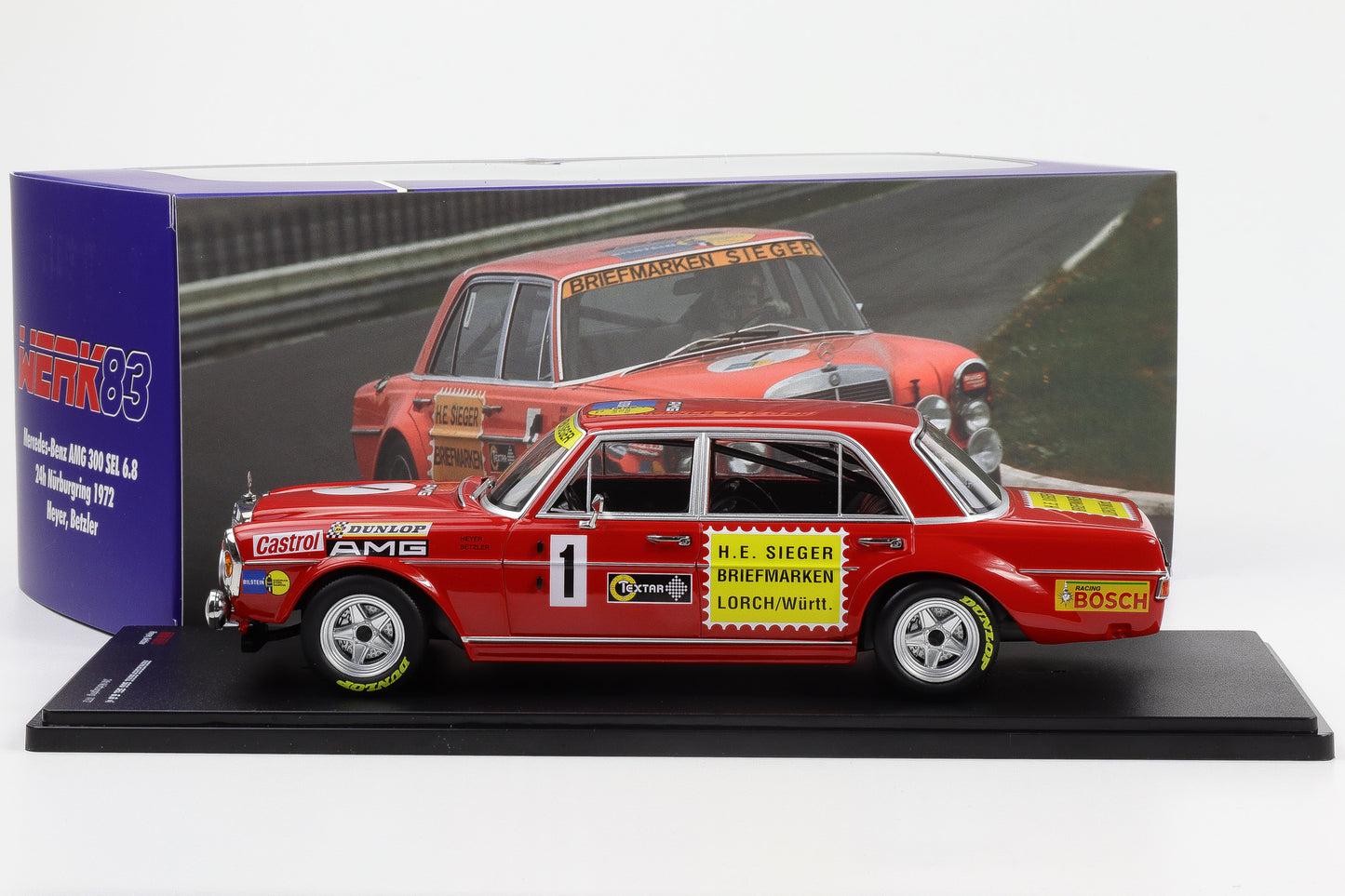 1:18 Werk83 Mercedes-Benz AMG 300 SEL 6.8 #1 24h Nürburgring 1972 Heyer Betzler
