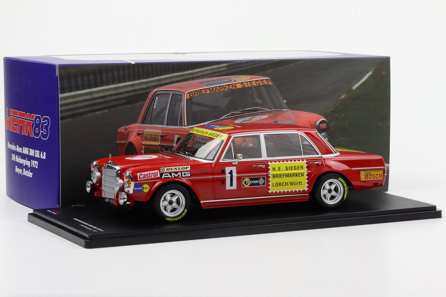 1:18 Werk83 Mercedes-Benz AMG 300 SEL 6.8 #1 24h Nürburgring 1972 Heyer Betzler