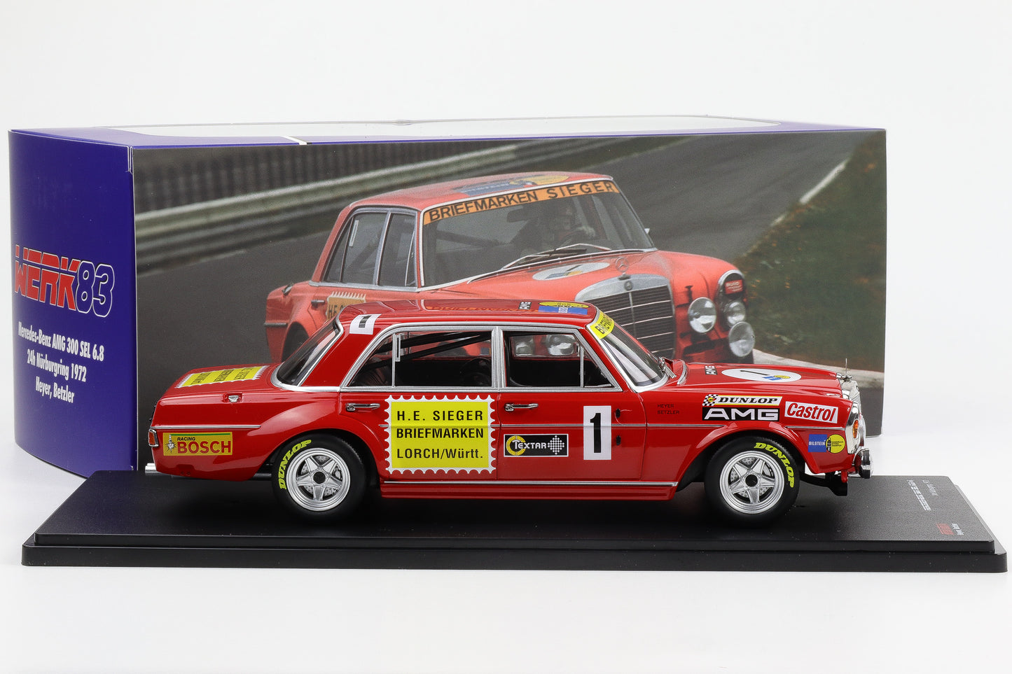 1:18 Werk83 Mercedes-Benz AMG 300 SEL 6.8 #1 24h Nürburgring 1972 Heyer Betzler
