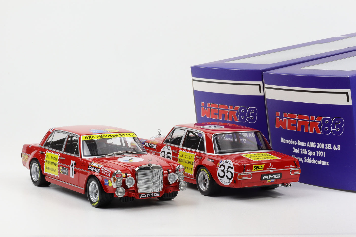 1:18 Werk83 Mercedes-Benz AMG 300 SEL 6.8 Set Rote Sau #1 #35 Spa Nürburgring